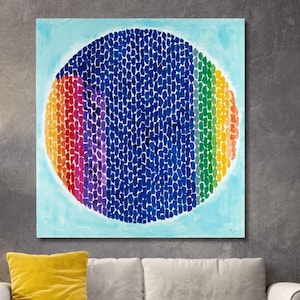 Impresión en lienzo de Alma Thomas &quot;Exhibición temprana del sol en la Tierra&quot; - Arte abstracto colorido