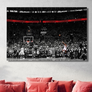 Kawhi Leonard Buzzer Beater Ready to Hang Canvas Wall Art,Toronto Raptors Print,Toronto Raptors Fan Gift,Kawhi Leonard Poster, Art Print