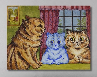 ルイス・ウェイン作「猫のプリント：庭の部屋の愉快な猫