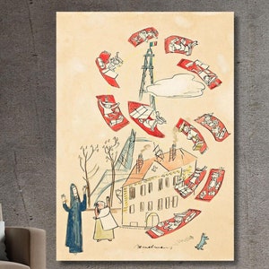 Magic Carpets By Ludwig Bemelmans  Canvas Art Quality Print, Madeline at the Zoo Poster,Ludwig Bemelmans Painting,Home Decor ,Bemelmans  Art
