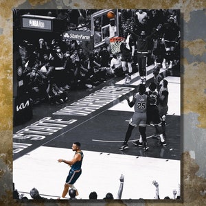 Lienzo decorativo listo para colgar con la frase "No Look Shoot" de Stephen Curry, póster de triple ganador de Stephen Curry, impresión artística de Stephen Curry