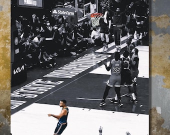 Stephen Curry No Look Shooting Fertig zum Aufhängen Leinwand Wandkunst, Stephen Curry Game-Winning 3-Pointer Poster, Stephen Curry Kunstdruck,