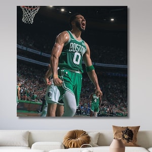 Jayson Tatum Celtics Canvas Wall Art: stampa dei campioni 2023-2024