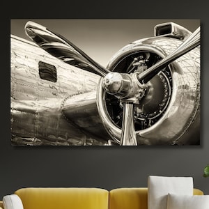 FlugzeugTurbine Leinwand Schwarz Weiß 30x40cm 3D Druck Schwarz Weiß 30x30cm