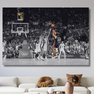 Stephen Curry Game-Winning 3-Pointer USA National Team 2024 Champion Bereit zum Aufhängen Leinwand Wandkunst, Stephen Curry Poster Curry Wandkunst