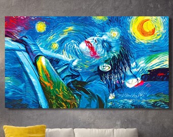 Poster Décoratif Joker Sur Nuit Étoilée De Van Gogh - 40x30 Cm - Impression Laser Sur Carton Premium - Sans Cadre - 9