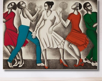 Tanzen von Elizabeth Catlett gerahmte Leinwand-Kunst Tanzen von Elizabeth Catlett Qualitätsdruck Elizabeth Catlett Poster Druck Leinwandkunst