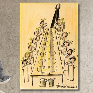 Madeline Ready for Bed By Ludwig Bemelmans Framed Canvas Art Quality Print, Madeline at the Zoo Poster,Ludwig Bemelmans Painting,Home Decor