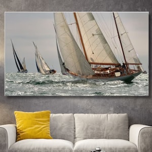 Sailing Regatta Sailboat Canvas Wall Art Yacht Regatta Print Nautical Art  Seascape Art Sailing Ship Large Framed Wall Art Yacht Wall Decor