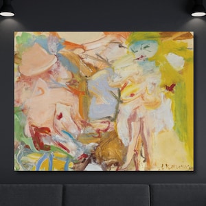 Toile prête à accrocher Willem De Kooning, huile sur toile, affiche de photo à peindre, reproduction d'art sur toile, cadeau pour lui ou elle
