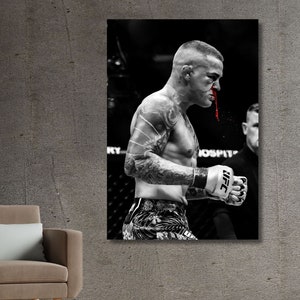 Pôster de diamante Dustin Poirier, impressão de Dustin Poirier, tela de Dustin Poirier, UFC 302 Islam Makhachev vs pôster de arte de parede emoldurada em tela arte de parede
