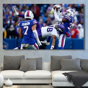 Justin Jefferson Ready to Hang Canvas Wall Art/Poster Print 4th Down Catch of Year Over Buffalo Bills vs. Minnesota Vikings