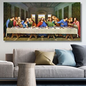 The Last Supper  Leonardo Da Vinci, Famous Art, Classical Wall Art, Last Dinner Wall Art, Da Vinci Print, Da Vinci Painting, Vintage Print