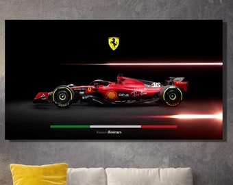 Ferrari Scuderia Rennauto Leinwand Wandkunst, Sport Racing Var, neuer Ferrari Auto Poster, Ferrari Rennauto Poster, Sportwagen Druck