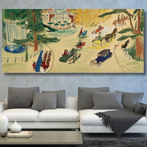 Madeline Strolling By Ludwig Bemelmans Canvas Art Quality Print, Madeline at the Zoo Poster,Ludwig Bemelmans Painting,Home Decor