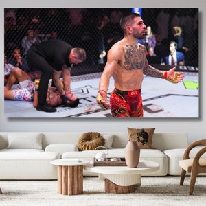 Ilia Topuria KO of Max Holloway UFC Wall Art Ready to Hang , Ilia Topuria Poster , Max Holloway Canvas ,  Gym Wall Decor, Fitness Wall Art