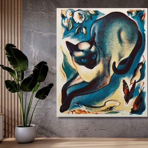 Siamkatze und Schmetterling von Agnes Miller Parker Qualität Druck fertig zum Aufhängen Wand Kunst Agnes Miller Parker Poster Agnes Miller Parker Leinwand
