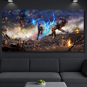 Avengers Endgame Captain America vs Thanos Army Ready to Hang Canvas Wall Art , Avengers Endgame Poster,Avengers Endgame Painting Print