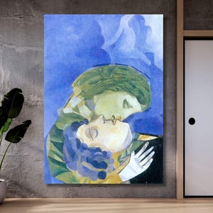 The Lovers By Marc Chagall  Quality Art Print Ready to Hang Canvas Wall Art Marc Chagall Painting Marc Chagall Poster Reproduction Painting