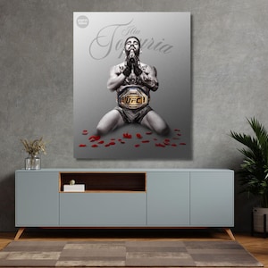 Ilia Topuria KO Charles Oliveira UFC 317 Framed Canvas Wall Art Ilia Topuria Poster Gym Wall Decor Fitness Wall Art Gym Wall Decor Print