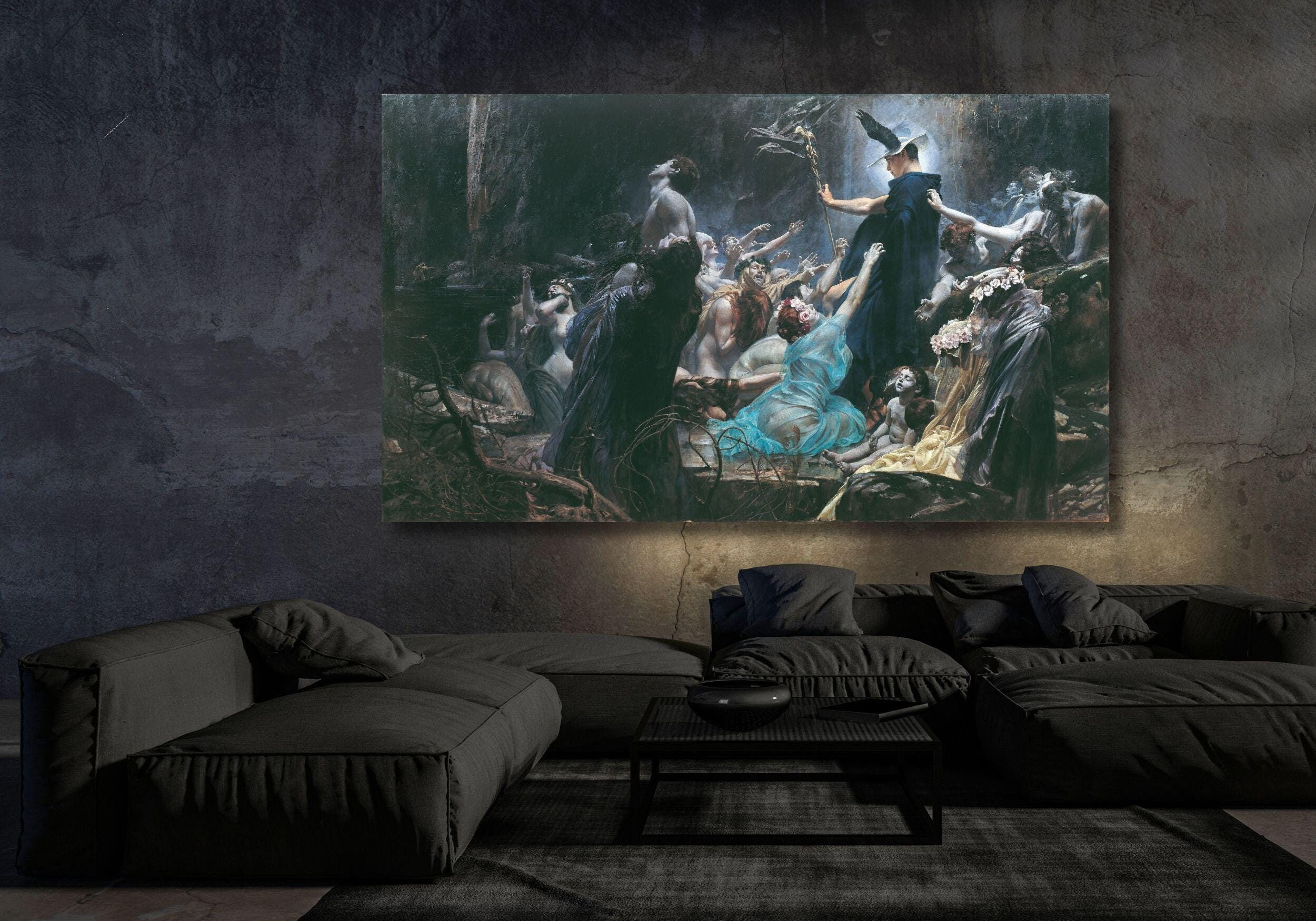Souls on the Banks of the Acheron Canvas Print: Symbolism Mythology Art