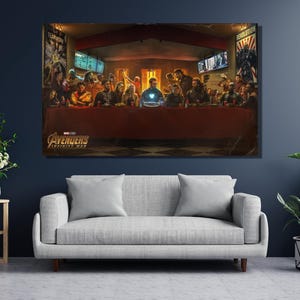 Last Supper Avengers Canvas Print,Superhero Canvas Wall Art, Movie Poster, Game Room Decor, Avengers Prints, Kids Room Poster, Gifts For Men