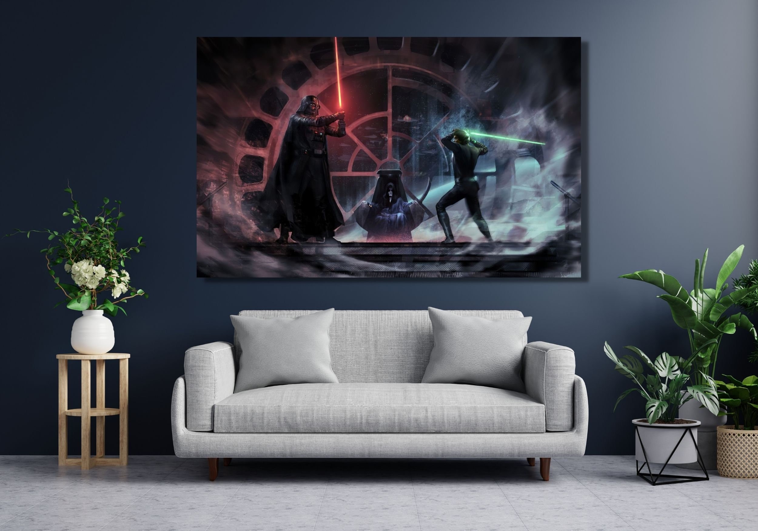 Darth Vader vs Luke Skywalker Framed Canvas Wall Art, Star Wars Wall Art,Print , Star Wars Poster, Darth Vader Poster, Star Wars Fan Gift
