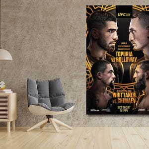 UFC 308 Ilia Topuria Vs Max Halloway Featherweight Championship Title Robert Whittaker Chimaev Fight Poster Print Ultimate Fighting Greatest