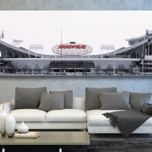 Arrowhead Stadium Black White Canvas, Kansas City Print, Geha Field Poster, Sports Art, Football Arena Stadium Poster, Chiefs Fan Gifts