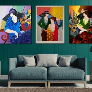 3er Set By Itzchak Tarkay Qualität Druck gerahmte Leinwand Wand Kunst Itzchak Tarkay Wand Kunst Vintage Print Wand Kunst Itzchak Tarkay Poster