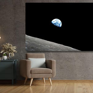 Earthrise Apollo 8 NASA Leinwand Kunst Druck Erde von der Mondoberfläche Von der Apollo 8 Mission Poster, Wissenschaftsposter, Apola Leinwanddruck