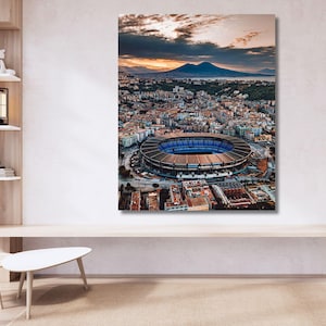 Stadio Diego Armando Maradona Serie A 2024/2025 Champions SSC Napoli Quality Print Framed Canvas Wall Art SSC Napoli Poster Man Cave Soccer