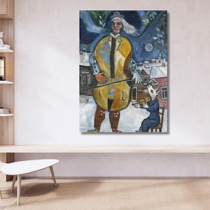 Marc Chagall The Cellist Quality Fine Art Print Ready to Hang Canvas Wall Art Marc Chagall Painting Marc Chagall Prints Reproduction