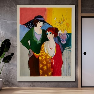 Socialite Duo Von Itzchak Tarkay Qualitätsdruck Gerahmte Leinwand Wandkunst Itzchak Tarkay Wandkunst Vintage Print Wandkunst Itzchak Tarkay Poster