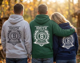 Personalized Family Crest Sweatshirt, Custom Name Hoodie Matching Cozy Loungewear, Gift for Parents Grandparents and Kids