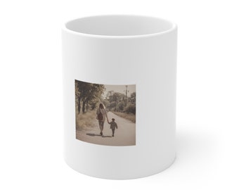 Ceramic Mugs (11oz\15oz\20oz) Mothers Day specialized gift for your mom or gift for your child/son, mama and child walking picture,