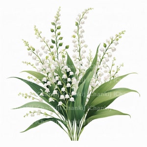10 cliparts bouquet de muguet, illustration de fleurs, cliparts aquarelle imprimables, téléchargement numérique, créations en papier, journal indésirable