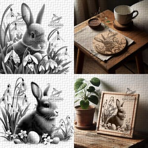 8x hochwertige PNG-Bilddatei | Zeichnung | Gravur | Laserbereit | Digitale Designdatei | Saisonales | Ostern | Hase | Ei 1