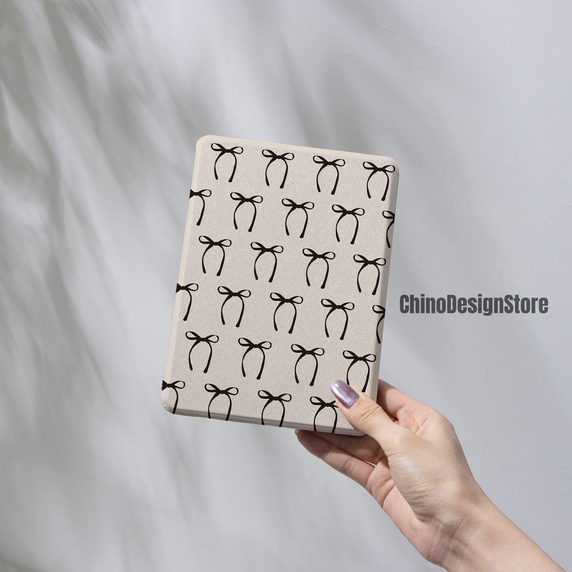 Custodia con fiocco beige per Kobo/Kindle Paperwhite 12ª generazione (7 pollici), retro magnetico per Kindle, Kindle Colorsoft/Fire, custodia Paperwhite 11ª generazione (6,8 pollici)/10ª generazione (6 pollici), custodia per Kobo Clara