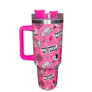 Hot Pink Western Cowgirl Tumbler Mug 40oz