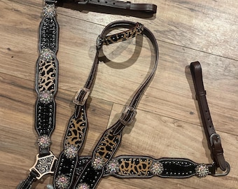 Ensemble De Harnachement Western 'Bling Tack' En Cuir Noir - Reflets Et Clous, Neuf Pour Cheval