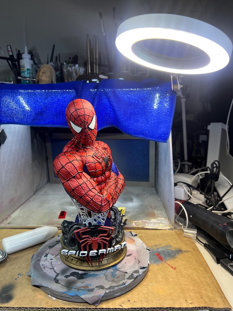 Spiderman Bust- 3D printed and Hand painted —-Designed by BeeFigureStore image 2