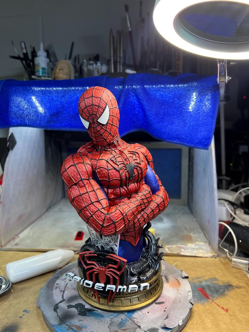 Spiderman Bust- 3D printed and Hand painted —-Designed by BeeFigureStore image 6