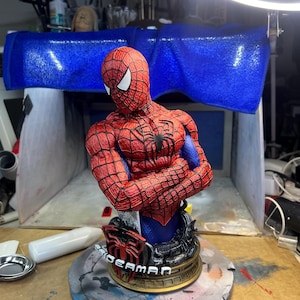 Spiderman Bust- 3D printed and Hand painted —-Designed by BeeFigureStore image 7