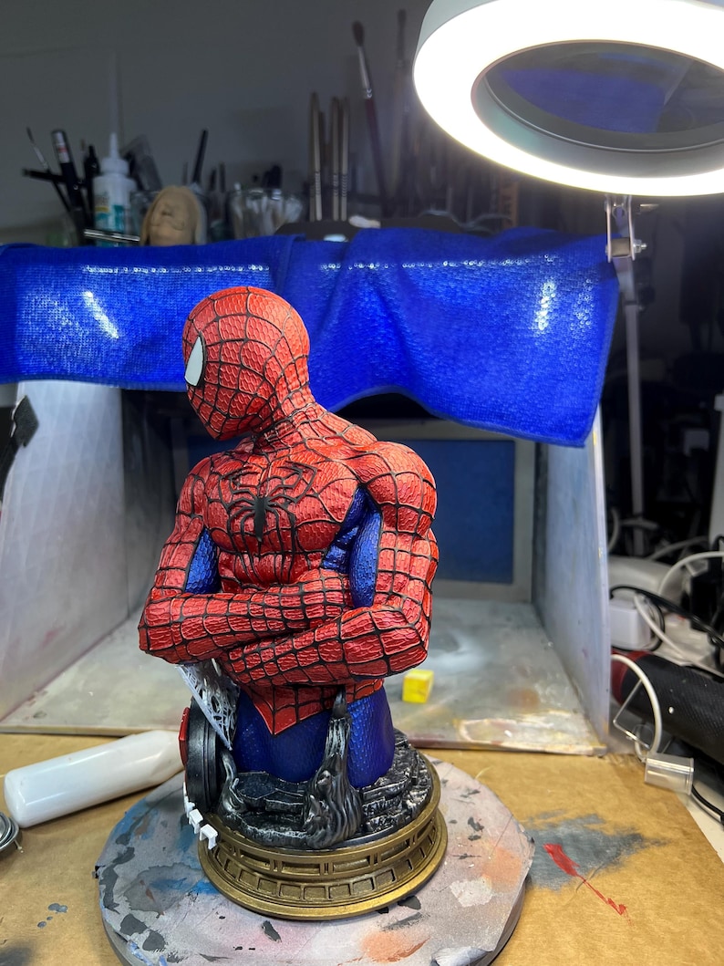 Spiderman Bust- 3D printed and Hand painted —-Designed by BeeFigureStore image 3