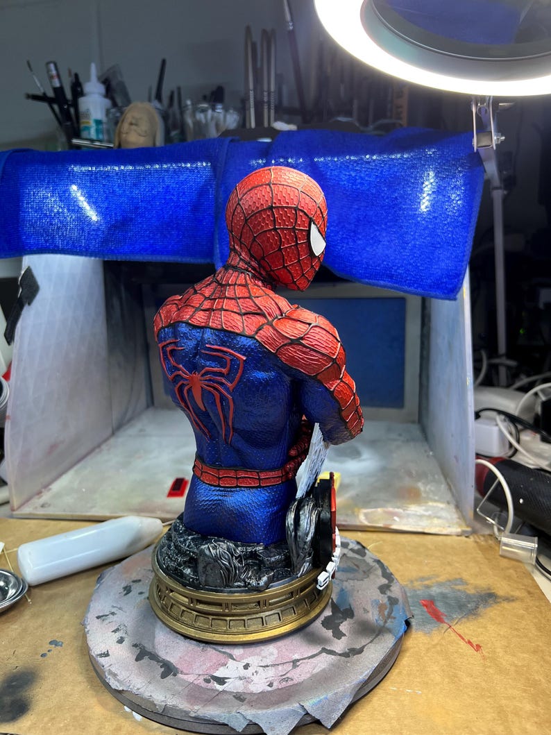 Spiderman Bust- 3D printed and Hand painted —-Designed by BeeFigureStore image 4