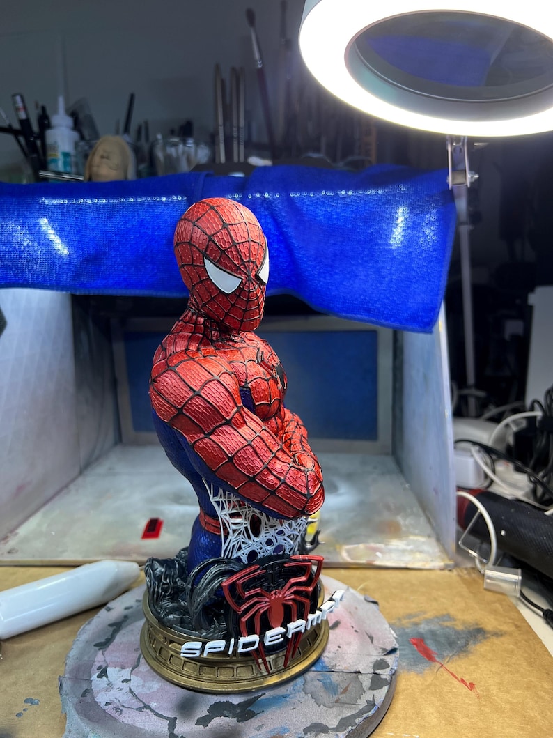 Spiderman Bust- 3D printed and Hand painted —-Designed by BeeFigureStore image 1