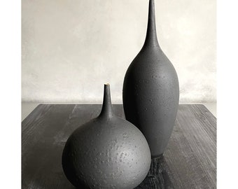 SHIPS NOW- Set of 2 Slate Matte Bottle Vases with Nice Subtle Craters