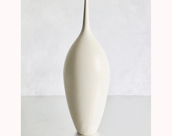 SHIPS NOW- Seconds Sale- One Large Stoneware Teardrop Bottle Vase in White Matte - 15.5" tall x 6" cross at widest