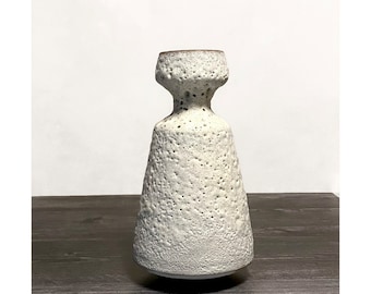 SHIPS NOW- Stoneware Flower Vase with Earthy White Matte Crater Glaze
